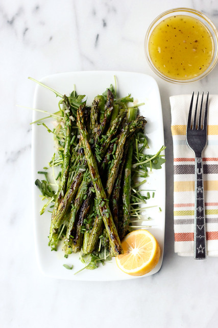 Grilled Asparagus Spring Salad with Meyer Lemon Shallot Vinaigrette (Gluten-free and Vegan)