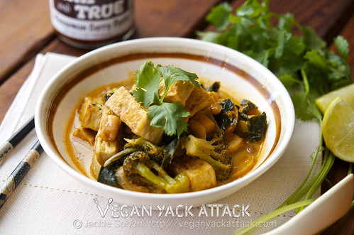 A warm and flavorful Crispy Tofu Thai Curry that is still light and perfect for summer! Serve with cooked brown rice for an even more satiating meal.