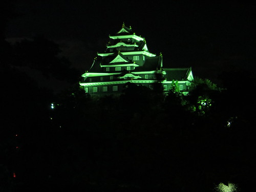 castle japan night river okayama donjon asahigawa tenshu