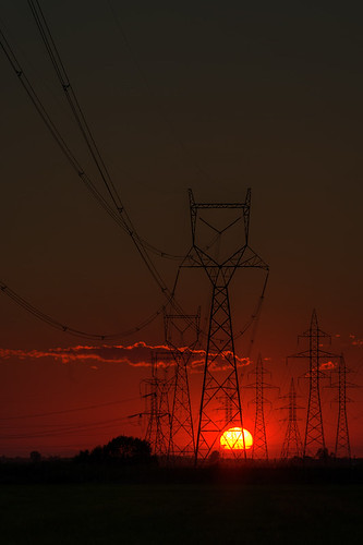 sunset red orange sun canada lines silhouette energy power bright pentax manitoba electricity k20d nelepl