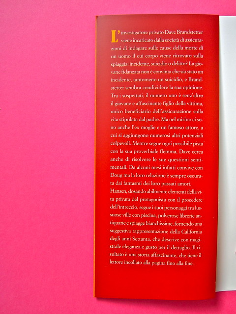 Joseph Hansen, Atto di morte, Elliot 2012. cover design e illustration: IFIX. Risvolto di copertina (part.), 2