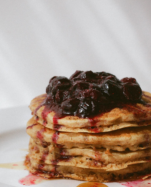 Spelt & Oat Pancakes + Blueberry  Compote