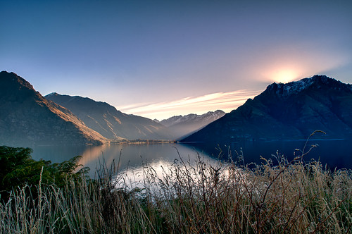 sunset newzealand lake otago wakatipu hdr devilsstaircase halfwaybay