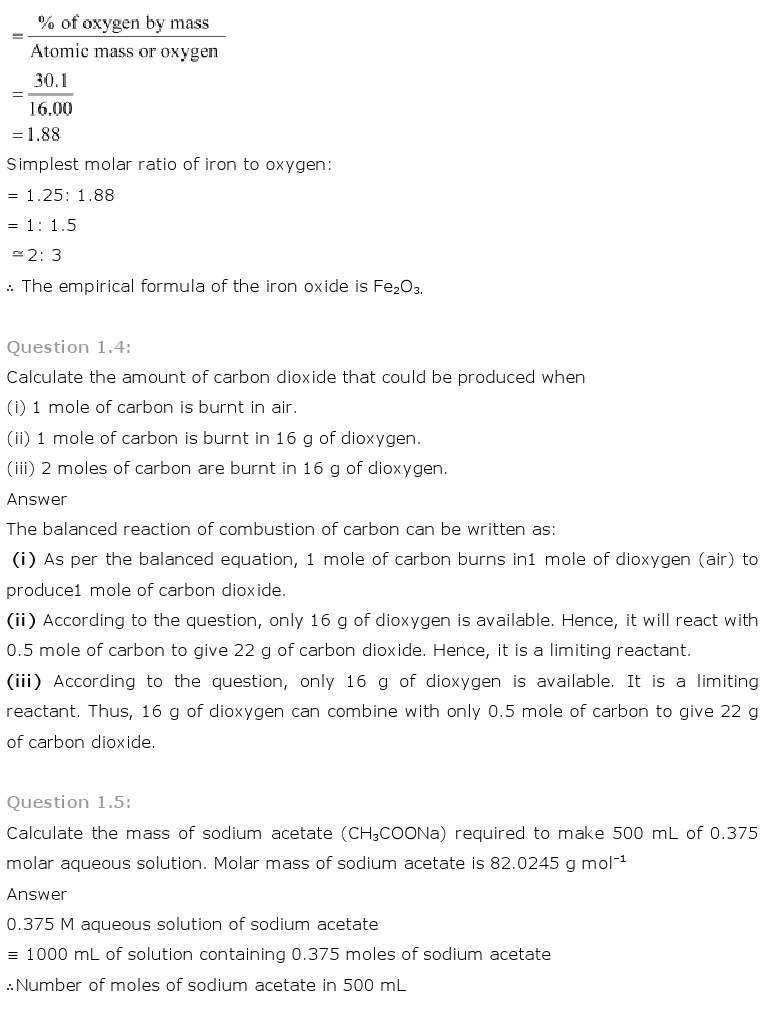 NCERT Solutions for Class 11 Chemistry Chapter 1 - Some basic Concepts of Chemistry