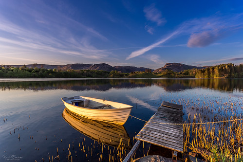 lake mountains water norway landscape boat quiet no bluesky calm silence rogaland