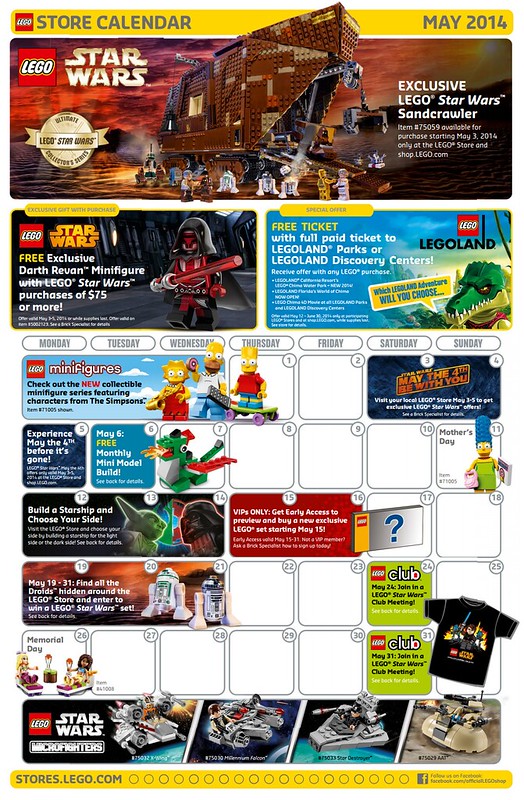 LEGO May 2014 Store Calendar