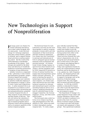 New Technologies in Support of Nonproliferation