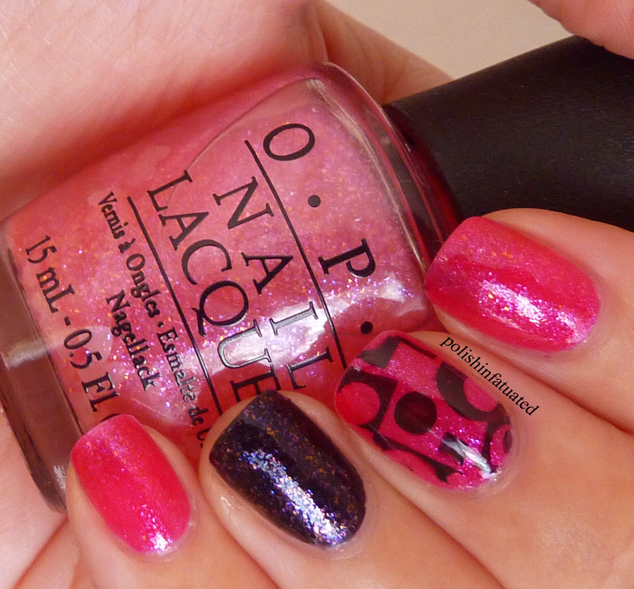 A pink, black and stamping manicure ~ Polish Infatuated