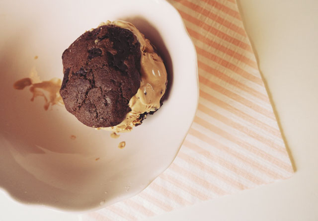 double chocolate chip cookie coffee ice cream sandwich recipe