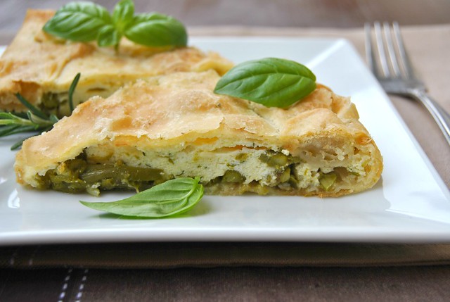 Asparagus and ricotta pie
