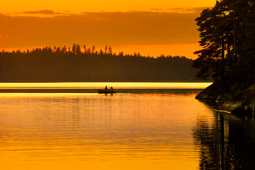 wood trees sunset sun reflection tree water clouds finland boat woods midnight rowing