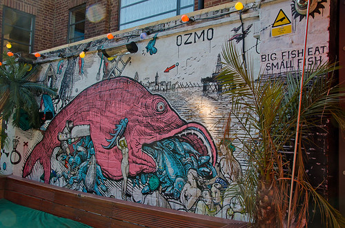 Ozmo Big Fish Eat Small Fish - East London Street Art