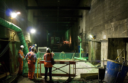 Crossrail construction work in the Kingsway tunnel