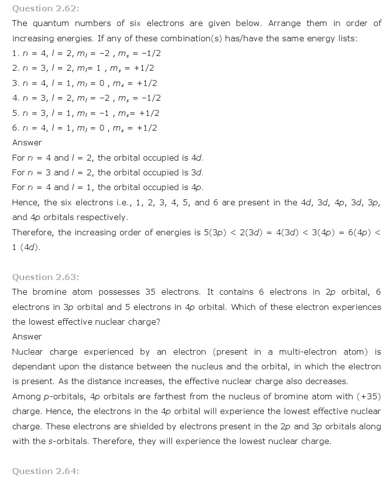 NCERT Solutions for Class 11 Chemistry Chapter 2 - Structure of Atom