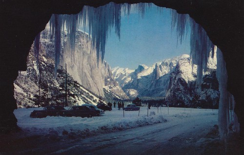 california winter vintage postcard tunnel valley yosemite wawona