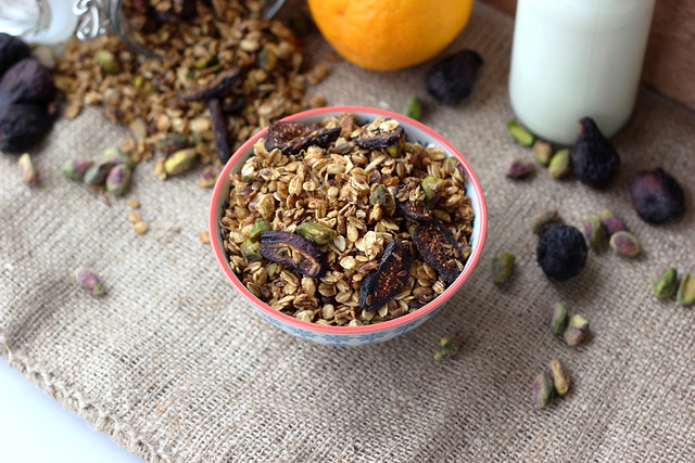 Orange Spice Granola with Black Mission Figs and Pistachios - Gluten-free, Vegan + Refined Sugar-free