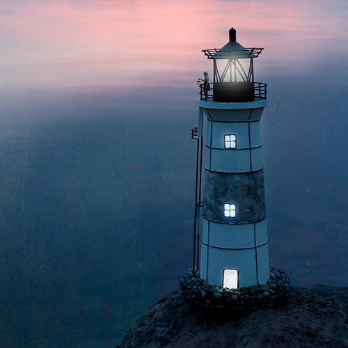 light sunset sea lighthouse water