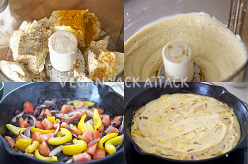 Step by step of making frittata in cast iron skillet