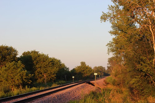 railroad light evening tracks