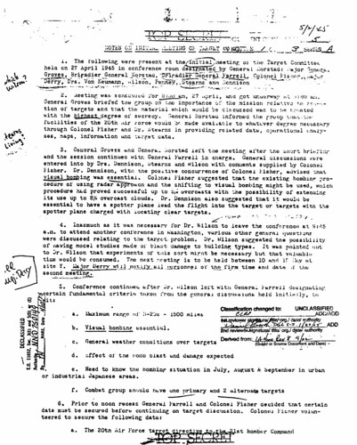 Notes on Initial Meeting of the Target Committee May 2 1945