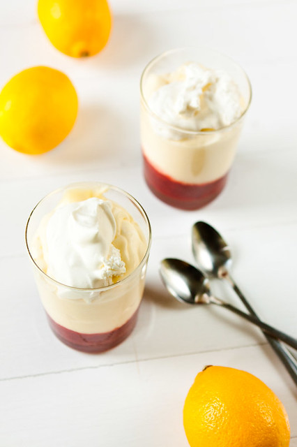 Lemon Mousse with Strawberry Compote