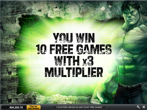 free Incredible Hulk Free Spins Prize