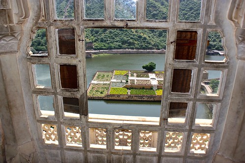looking out at the gardens from the palace