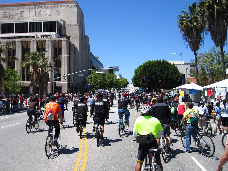 1st Street in front of the  LA Times during CicLAvia on April 15, 2012