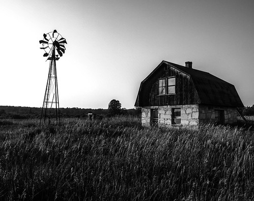 sunset windmill wheat oldhouse oldfarm