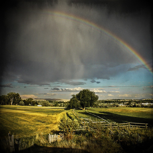 summer field grass clouds rainbow backyard july thunderstorm wyoming lander fremontcounty