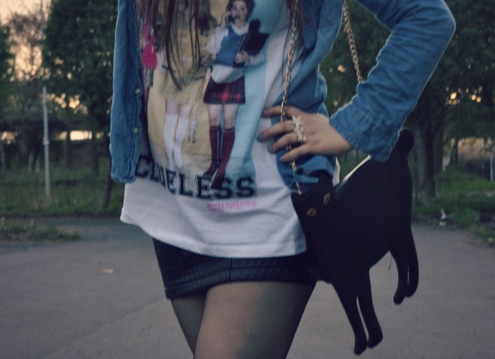 clueless top and cat shaped bag