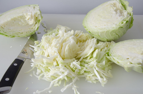 shredding the cabbage