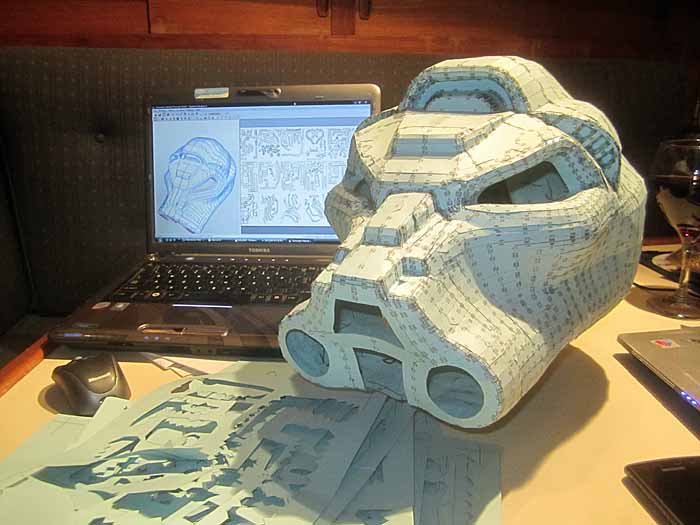 SM Tactical Dreadnought Helmet Papercraft Nightmare Finished