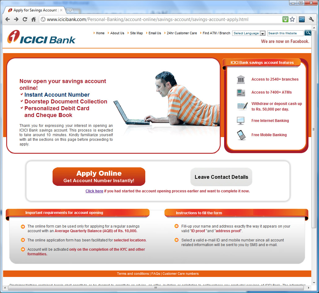 How to apply for online savings account with ICICI Bank