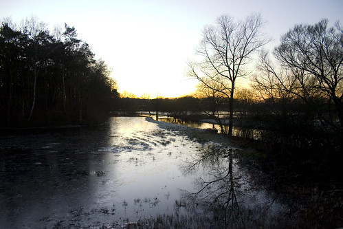 sunset river flooding niedersachsen lowersaxony gefroren überschwemmung wümmer