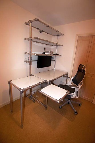 Computer Desk with Custom Swing Outs and Shelving