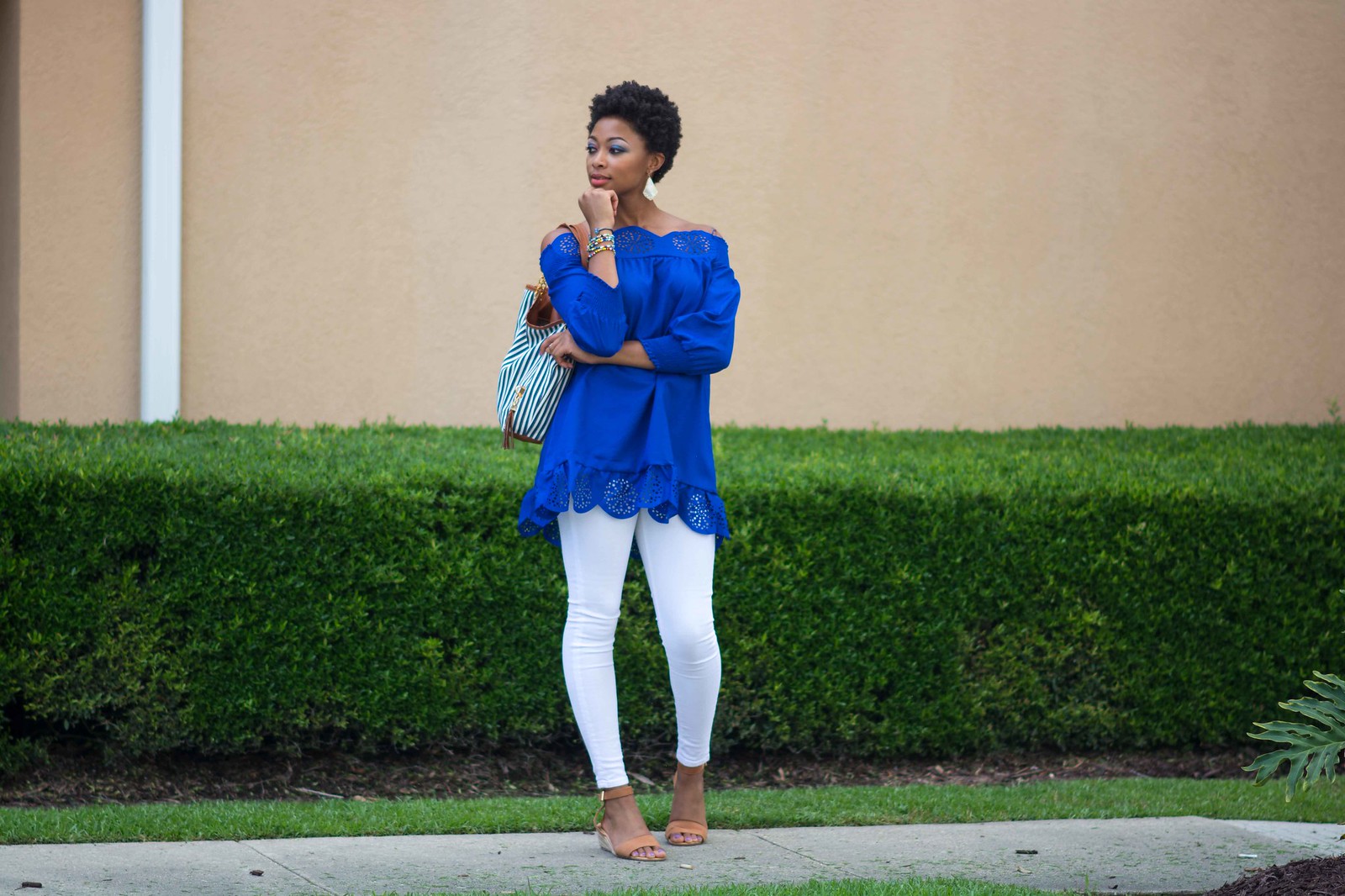 baton rouge fashion blogger, blue oversized tunic