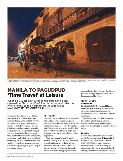PAL Mabuhay's Manila to Pagudpud Feature on its December 2011 Issue