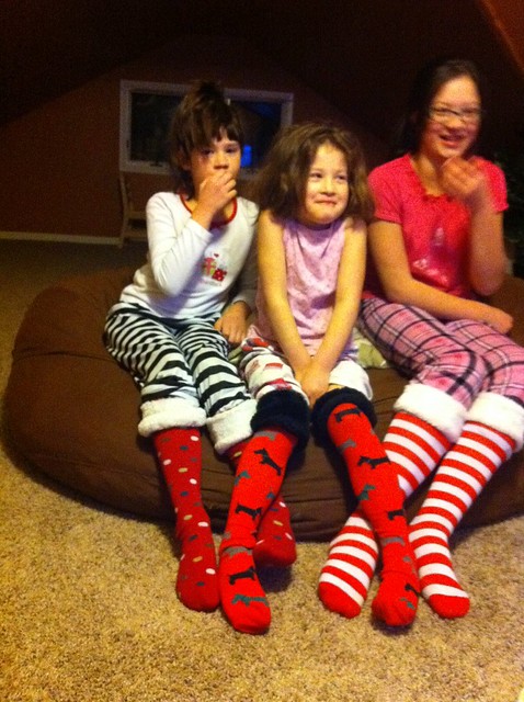 Christmas traditions for families — silly socks and a movie