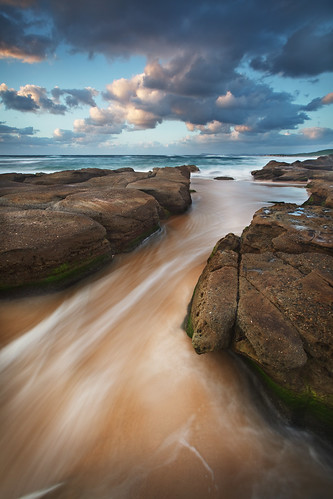 ocean seascape water clouds dawn sand rocks waves australia nsw newsouthwales centralcoast soldierspoint norahhead