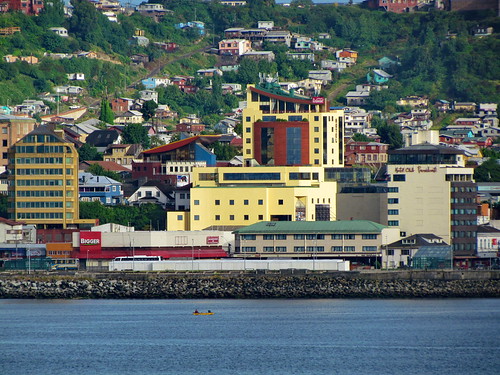 chile houses puerto hotel town downtown village waterfront colourful hillside montt