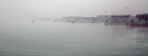 india fog river mysterious pilgrims etherial bathers sarayu ayodhya