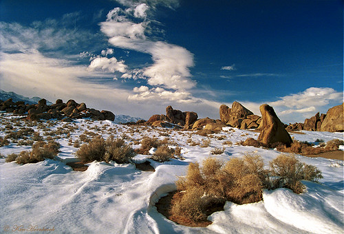snow rock landscape calif lonepine alabamahills