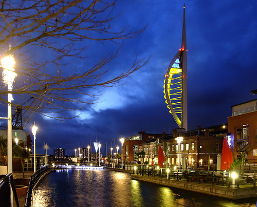 christmas xmas autumn england cold tower fall night canal december nocturnal cloudy dusk windy hampshire lookout spinnakertower observationtower gosport canalside chrimbo portsmouthharbour 2011 gunwharfquays harbourtower seawardtower