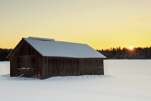 winter sunset snow barn