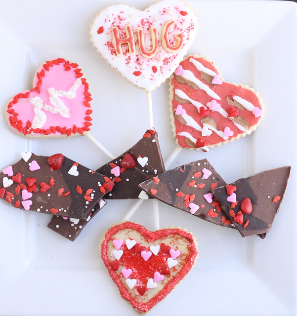 Valentine's - Heart Sugar Cookies and chocolate bark