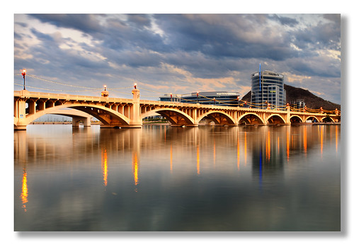 longexposure travel bridge light sunset arizona people reflection building mill water clouds canon river fun landscapes cityscapes 5d tempe millbridge