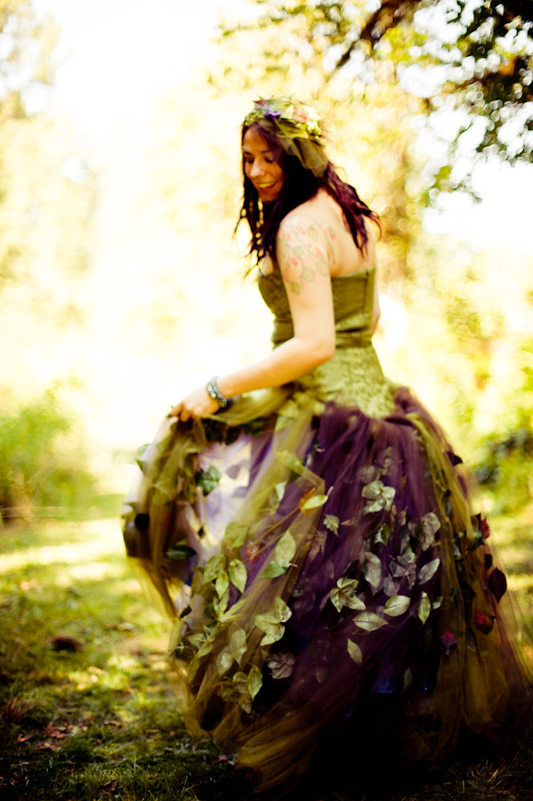 Green and purple fairy wedding dress Offbeat Bride
