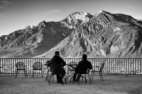 bw mountain table landscape chairs terrace explored