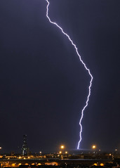 Branchless Lightning bolt behind Fremantle docks